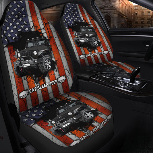 Eat Sleep Black Car Seat covers 0523