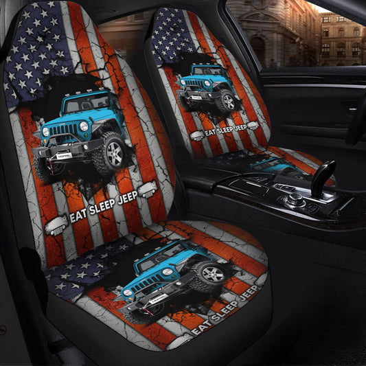 Eat Sleep American Flag Car Seat covers 0523