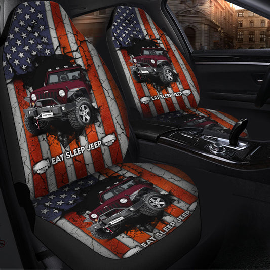 Eat Sleep American Flag Car Seat covers 0523