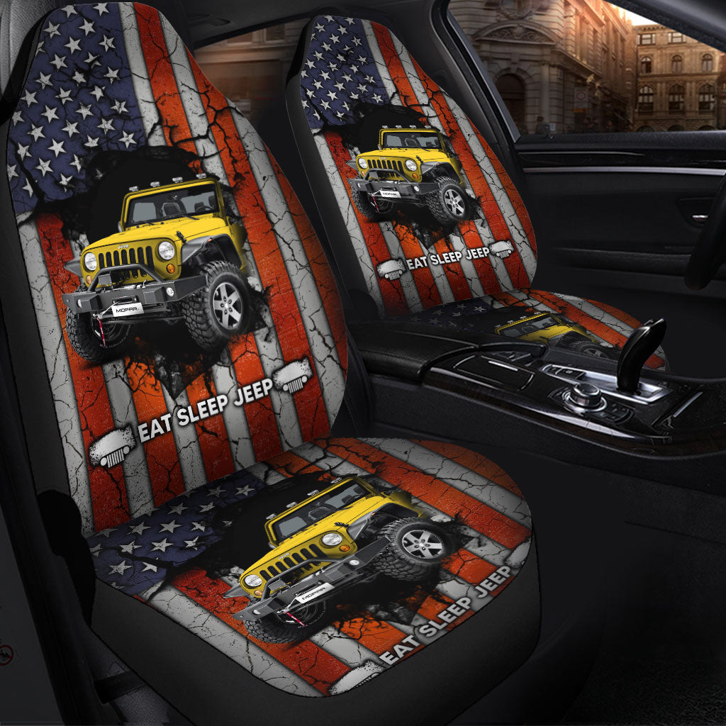 Eat Sleep Yellow Car Seat covers 0523