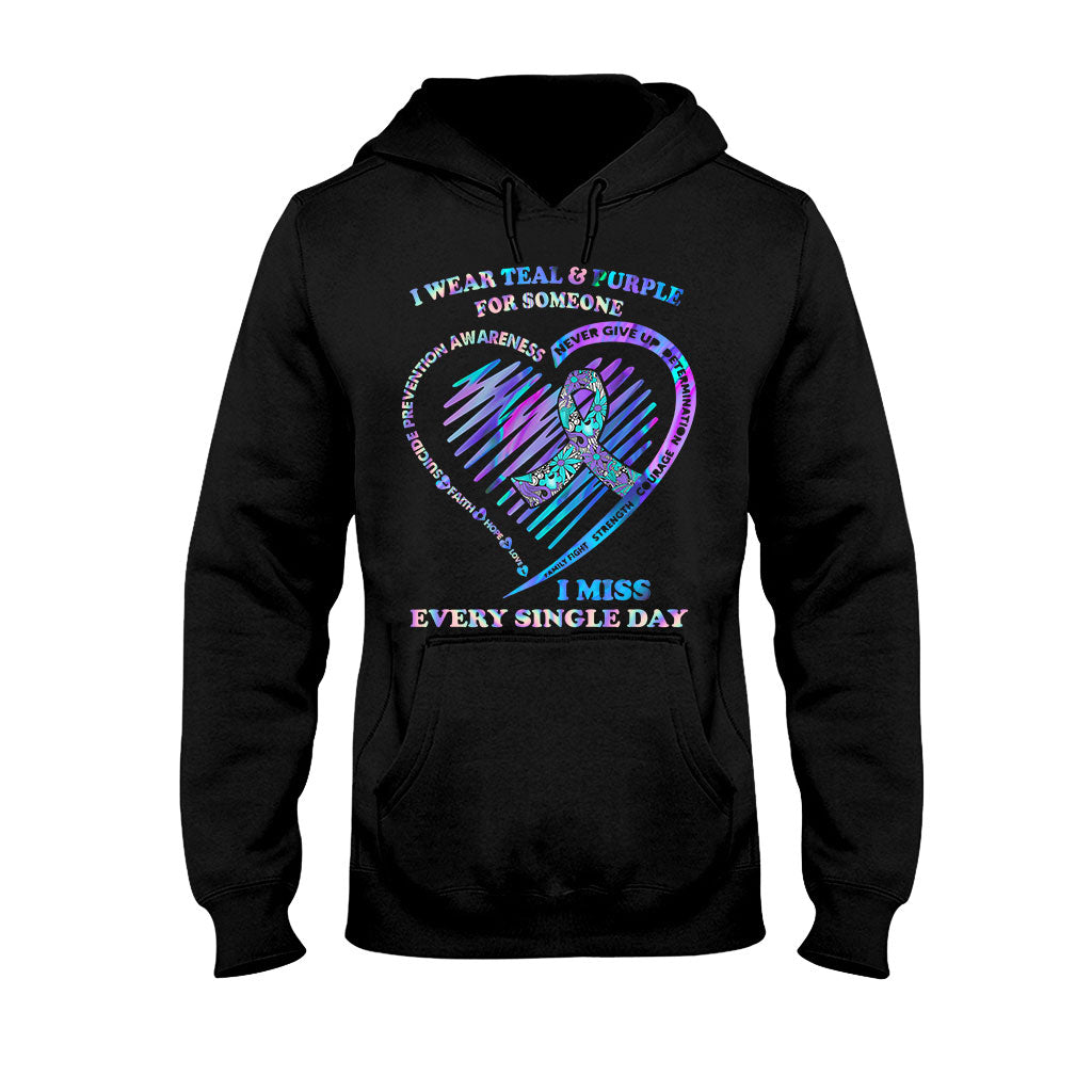 I Wear Teal And Purple - Suicide Prevention T-shirt and Hoodie