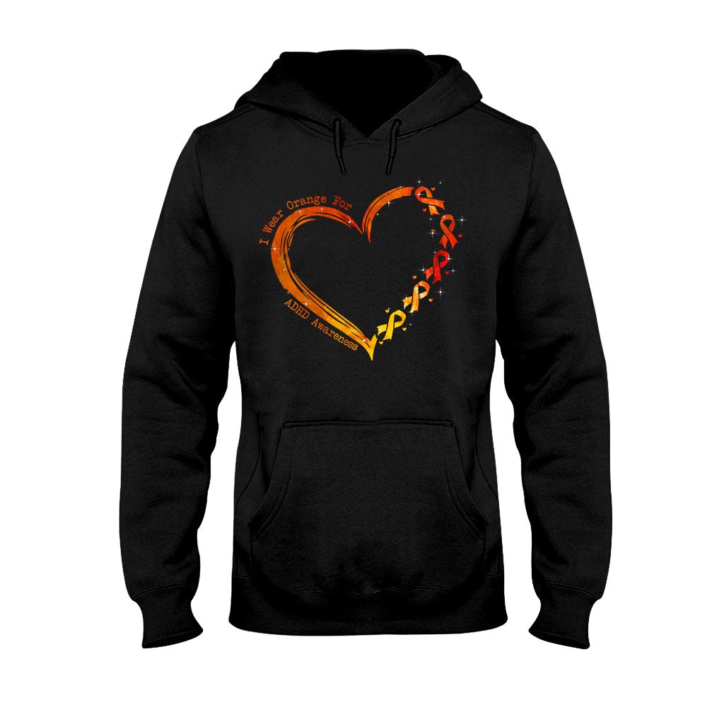 I Wear Orange For Someone I Love Heart - ADHD Awareness Personalized T-shirt And Hoodie