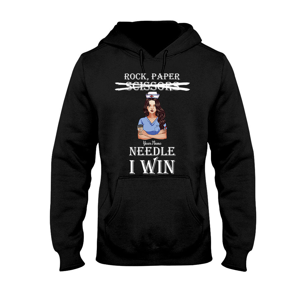 Rock Paper Needle I Win - Personalized Nurse T-shirt and Hoodie