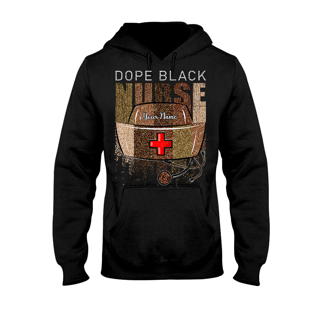 Dope Black Nurse - Personalized T-shirt and Hoodie With Faux Glitter Pattern Print