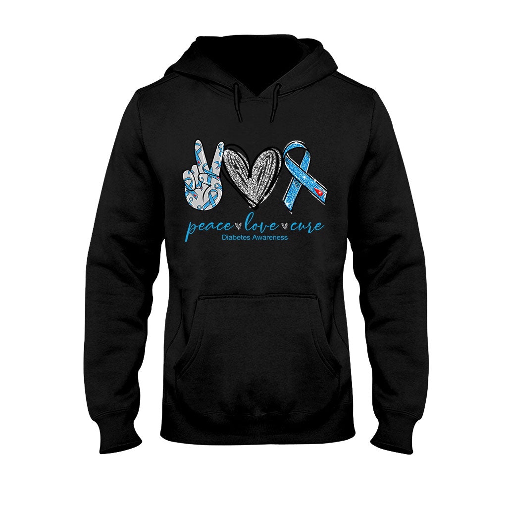 Peace Love Cure - Diabetes Awareness T-shirt And Hoodie 082021