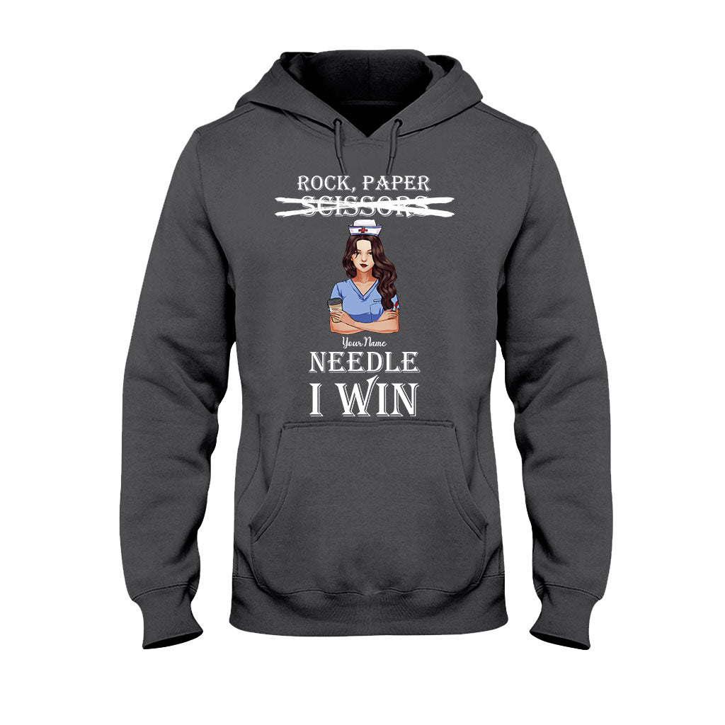 Rock Paper Needle I Win - Personalized Nurse T-shirt and Hoodie