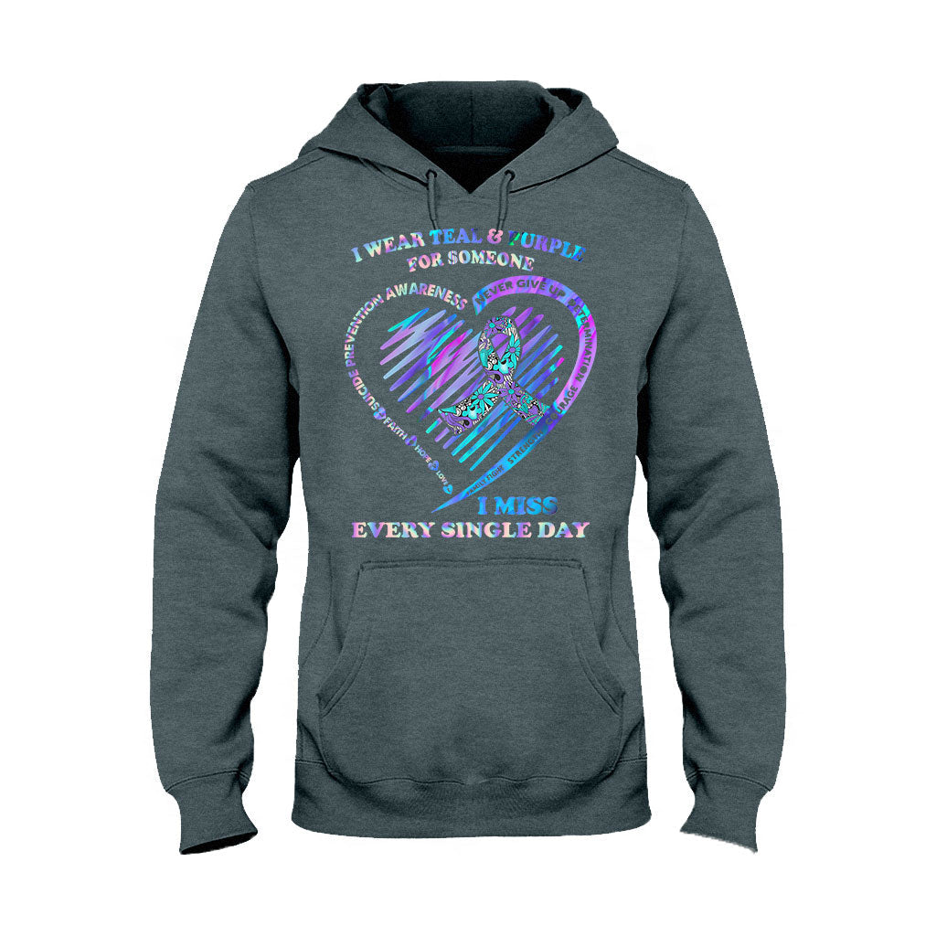 I Wear Teal And Purple - Suicide Prevention T-shirt and Hoodie