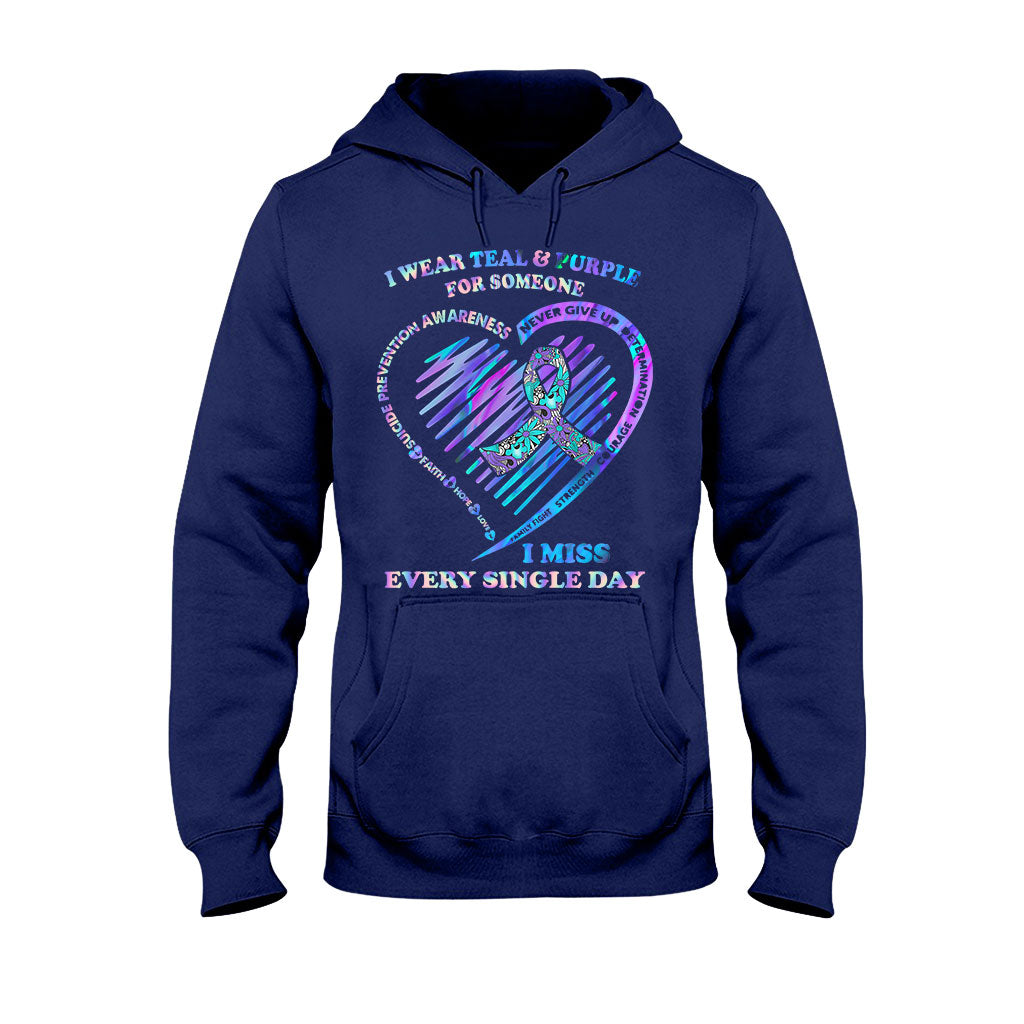 I Wear Teal And Purple - Suicide Prevention T-shirt and Hoodie