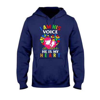 I Am His Voice He Is My Heart - Autism Awareness T-shirt and Hoodie 112021