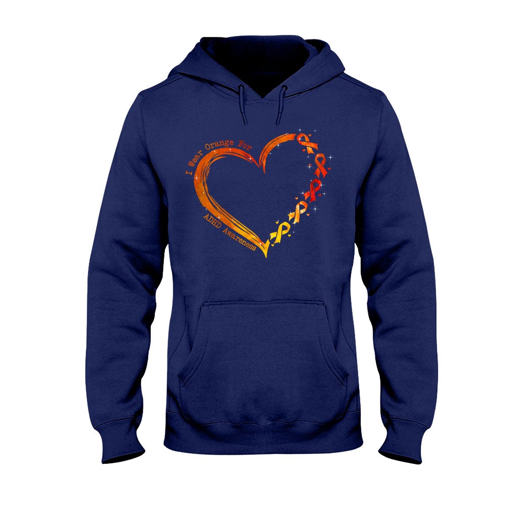 I Wear Orange For Someone I Love Heart - ADHD Awareness Personalized T-shirt And Hoodie