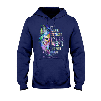 It Takes Strength Purple Wolf - Fibromyalgia Awareness T-shirt and Hoodie 112021