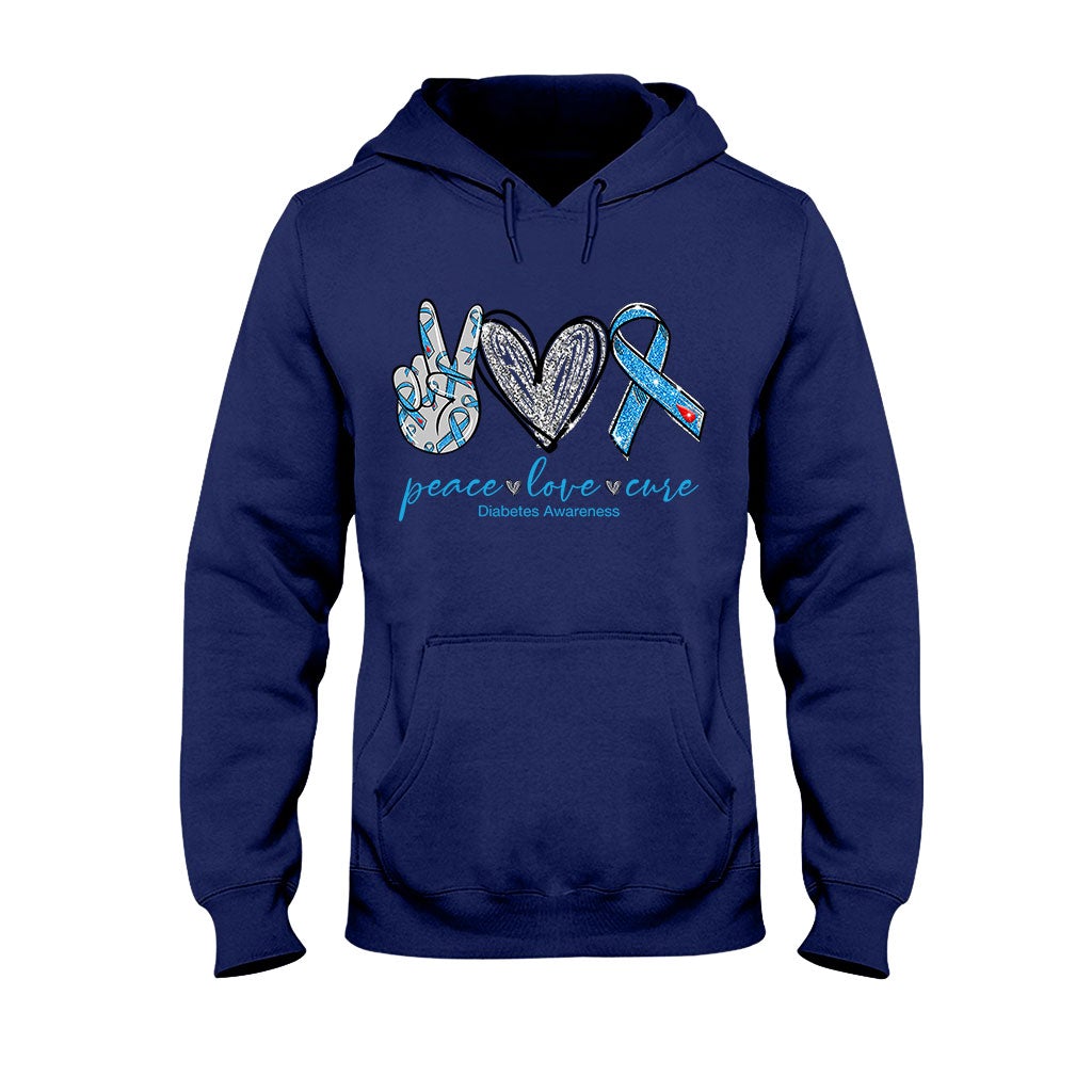 Peace Love Cure - Diabetes Awareness T-shirt And Hoodie 082021