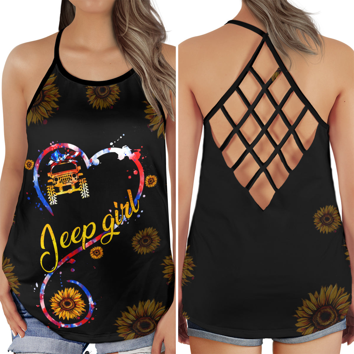 Girl Beautiful Girl Car Cross Tank Top 0523