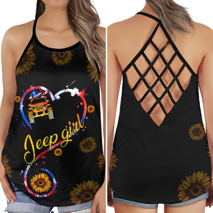 Girl Beautiful Girl Car Cross Tank Top 0523