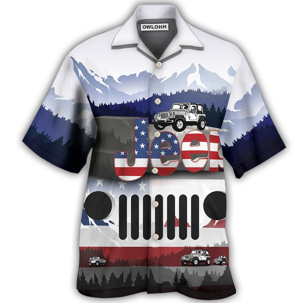 Mountain America Flag Style Car Hawaiian Shirt 0523