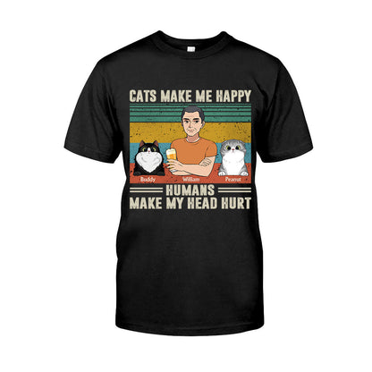 Cats Make Me Happy - Personalized Father's Day T-shirt and Hoodie