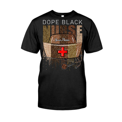 Dope Black Nurse - Personalized T-shirt and Hoodie With Faux Glitter Pattern Print