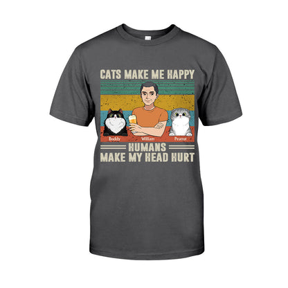 Cats Make Me Happy - Personalized Father's Day T-shirt and Hoodie