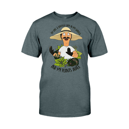 British Lady in Garden T-shirt and Hoodie