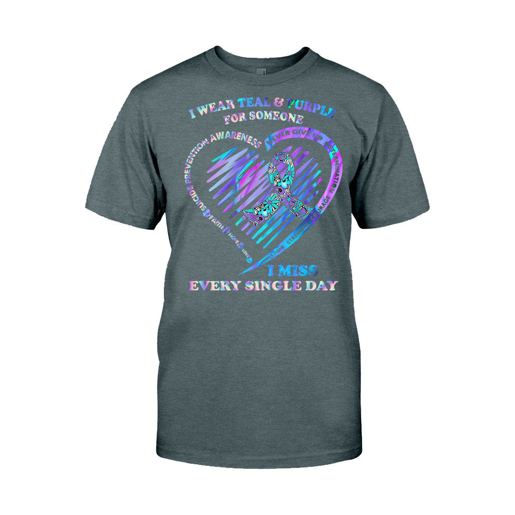 I Wear Teal And Purple - Suicide Prevention T-shirt and Hoodie