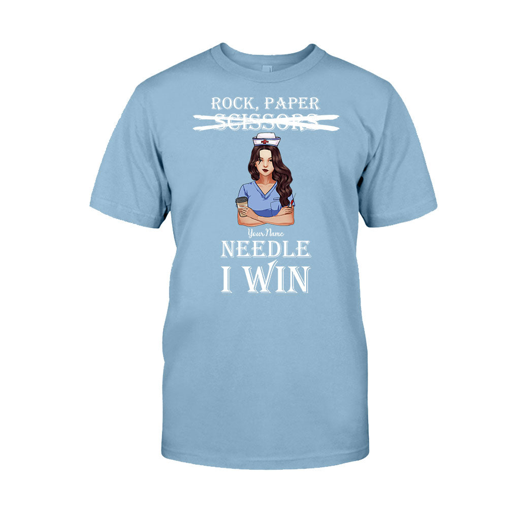 Rock Paper Needle I Win - Personalized Nurse T-shirt and Hoodie