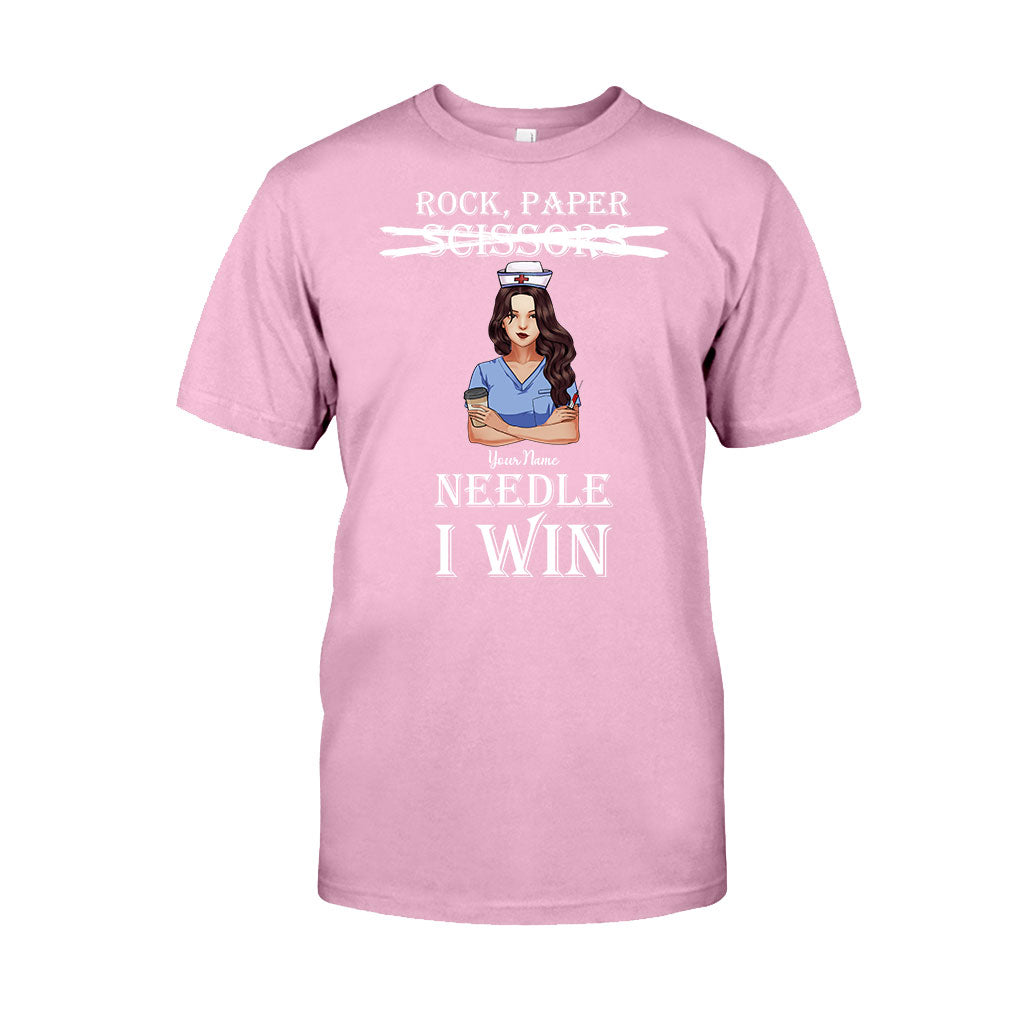 Rock Paper Needle I Win - Personalized Nurse T-shirt and Hoodie