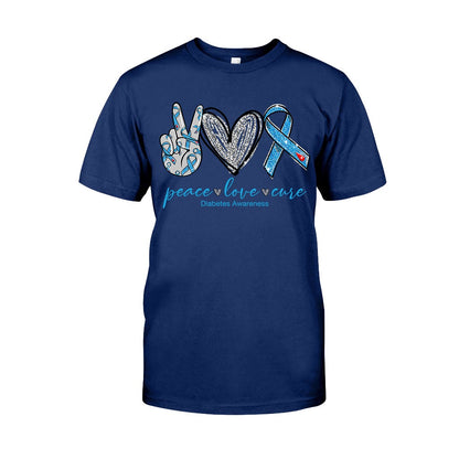 Peace Love Cure - Diabetes Awareness T-shirt And Hoodie 082021