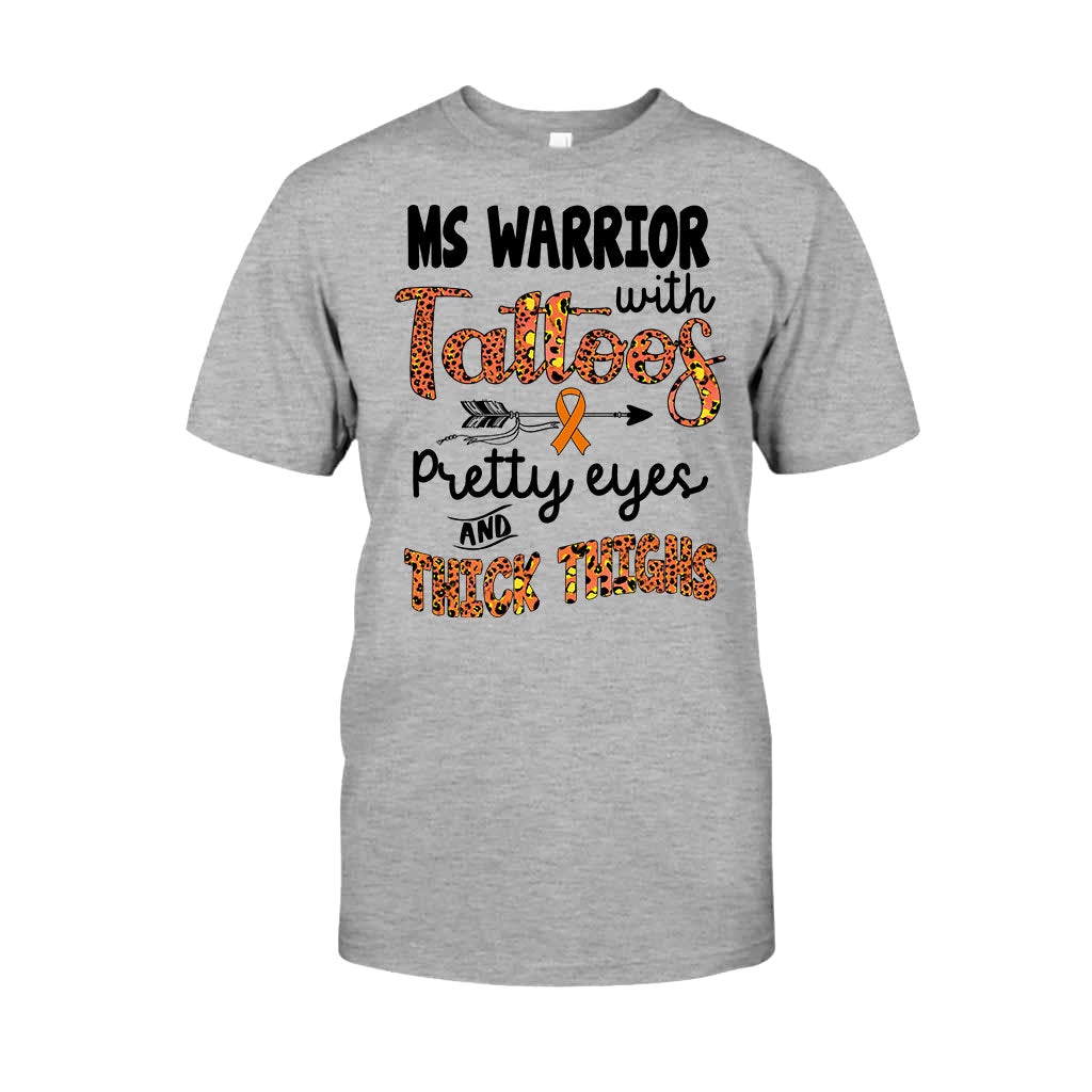 Ms Warrior With Tattoos  - Multiple Sclerosis Awareness T-shirt And Hoodie 092021