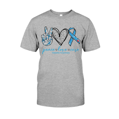 Peace Love Cure - Diabetes Awareness T-shirt And Hoodie 082021