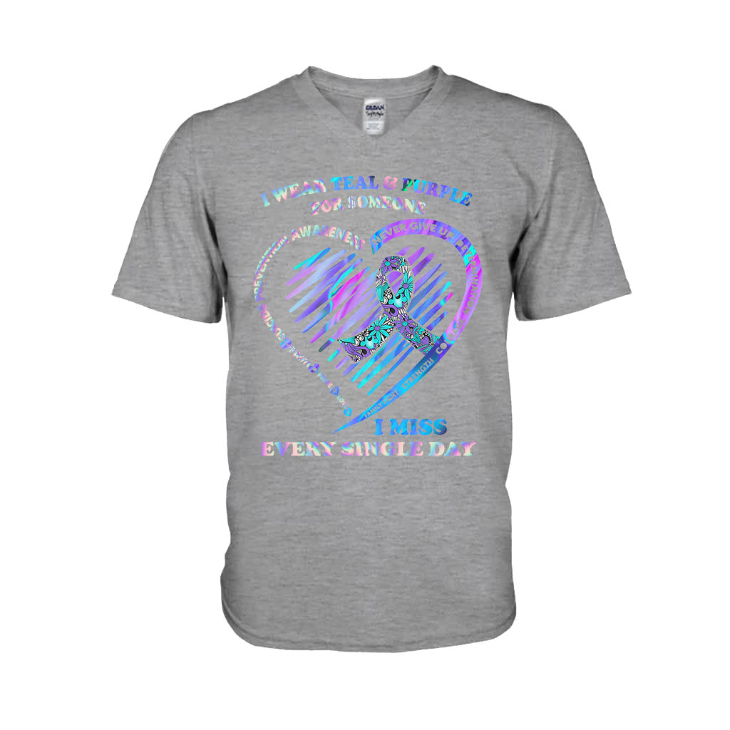 I Wear Teal And Purple - Suicide Prevention T-shirt and Hoodie