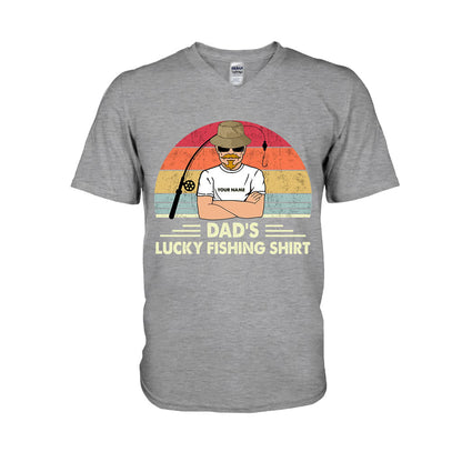 Dad's Lucky Shirt - Personalized Father's Day Fishing T-shirt and Hoodie