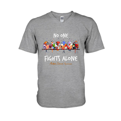 No One Fights Alone - Multiple Sclerosis Awareness T-shirt and Hoodie 1121