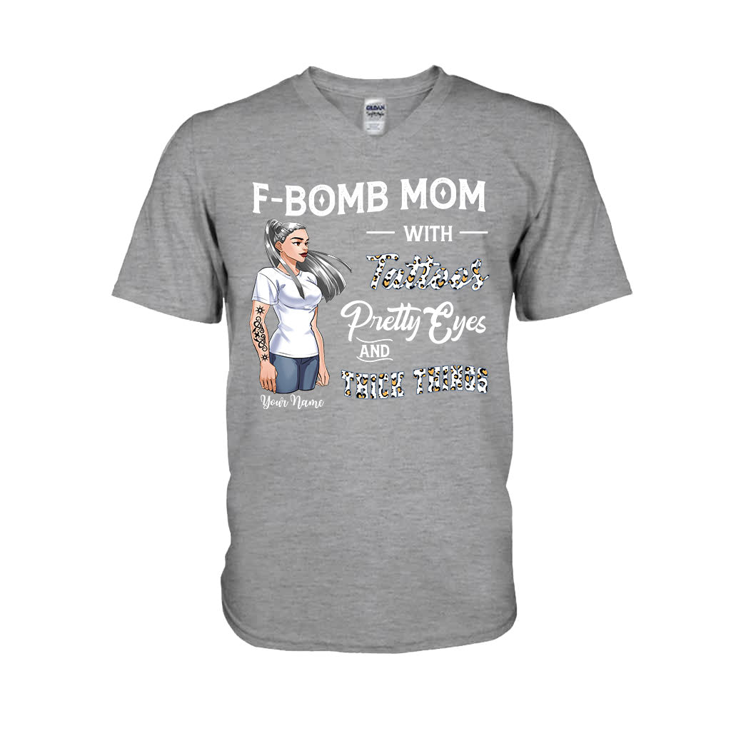 F-Bomb Mom With Tattoos, Pretty Eyes And Thick Things - Personalized Mother's Day T-shirt and Hoodie