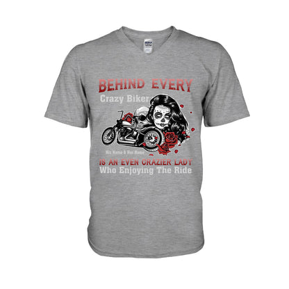 Behind Every Crazy Biker Motorcycle Couple - Personalized T-shirt and Hoodie