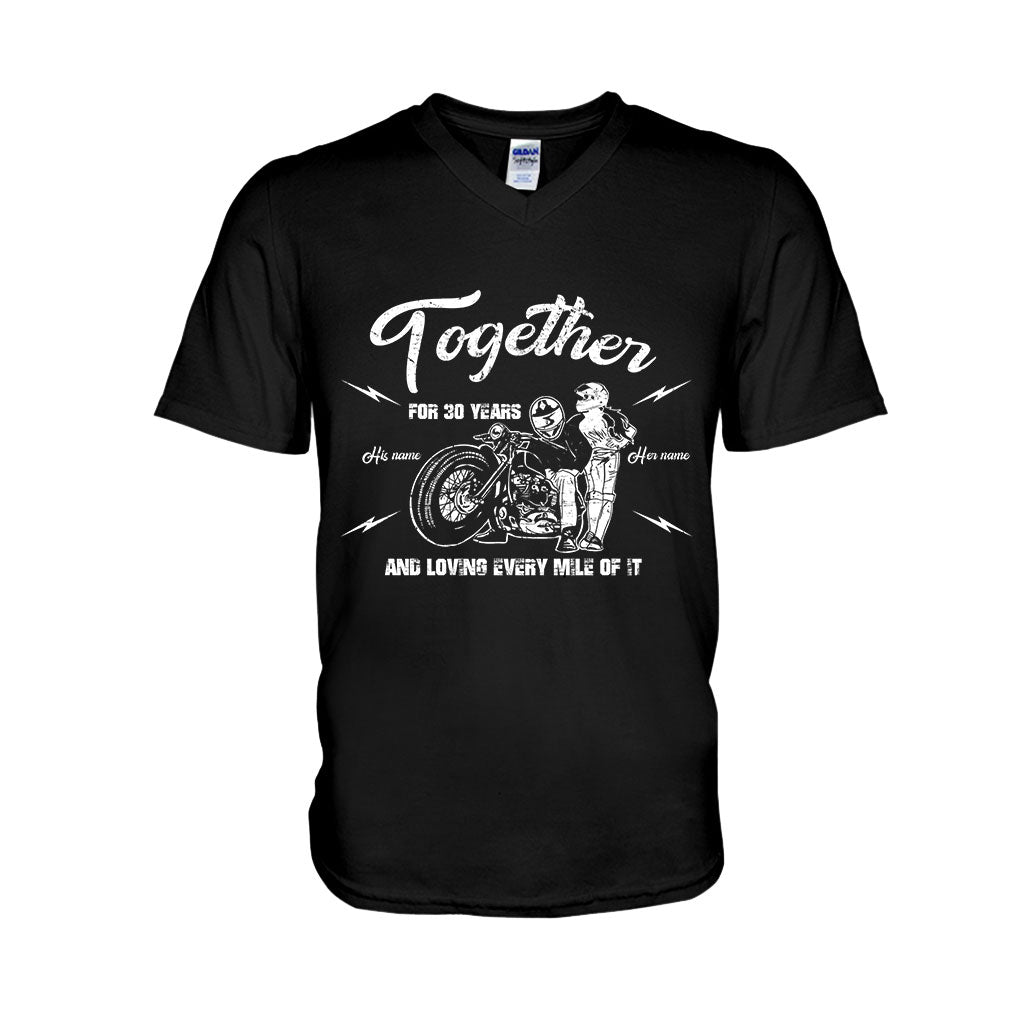 Loving Every Mile Of It Motorcycle Couple - Personalized Biker T-shirt and Hoodie