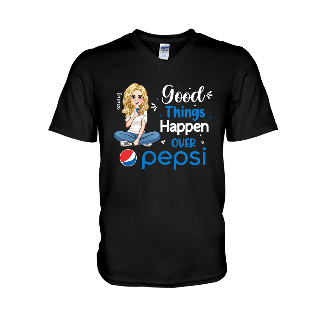 Good Things Happen Over - Personalized Blue Soft Drink T-shirt and Hoodie