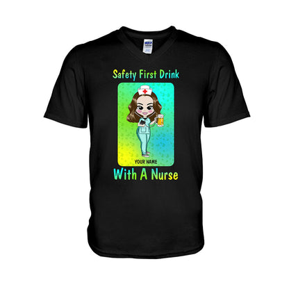 Safety First Drink With A Nurse - Personalized St. Patrick's Day T-shirt and Hoodie