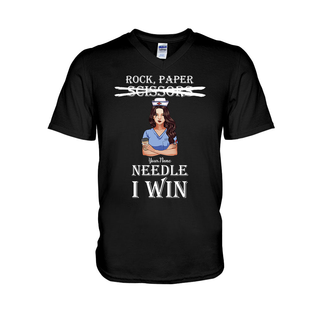 Rock Paper Needle I Win - Personalized Nurse T-shirt and Hoodie