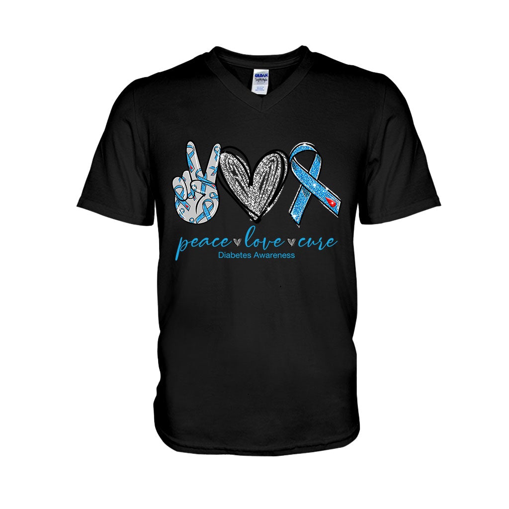 Peace Love Cure - Diabetes Awareness T-shirt And Hoodie 082021