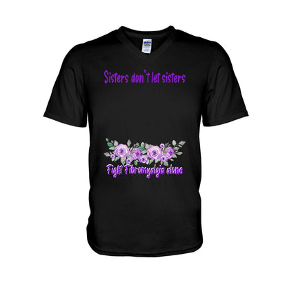 Sisters Don't Let Sisters Fight Epilepsy Alone - Personalized Fibromyalgia Awareness T-shirt and Hoodie