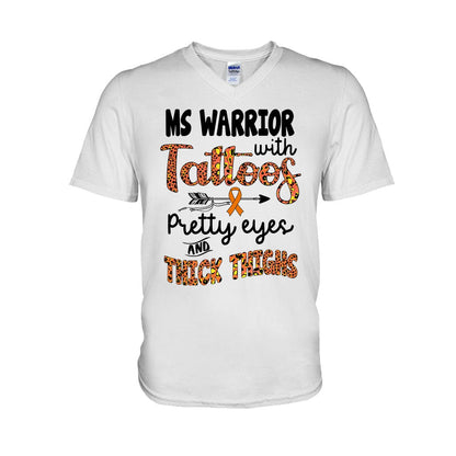 Ms Warrior With Tattoos  - Multiple Sclerosis Awareness T-shirt And Hoodie 092021