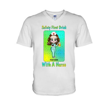 Safety First Drink With A Nurse - Personalized St. Patrick's Day T-shirt and Hoodie