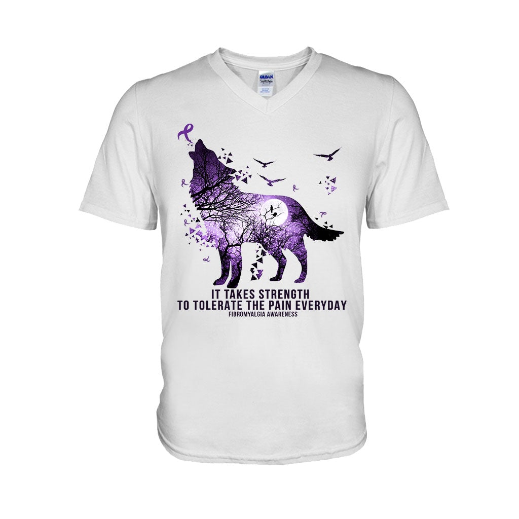 It Takes Strength Purple Wolf - Fibromyalgia Awareness T-shirt and Hoodie 112021