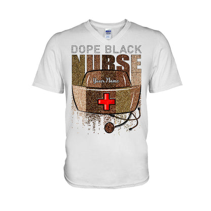 Dope Black Nurse - Personalized T-shirt and Hoodie With Faux Glitter Pattern Print