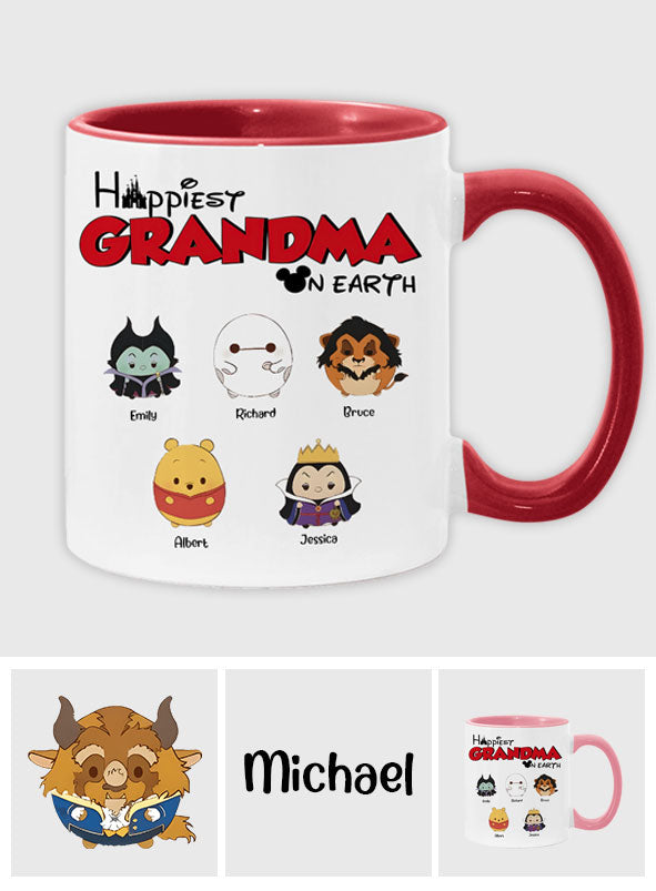 Happiest Grandma On Earth - Personalized Grandma Accent Mug