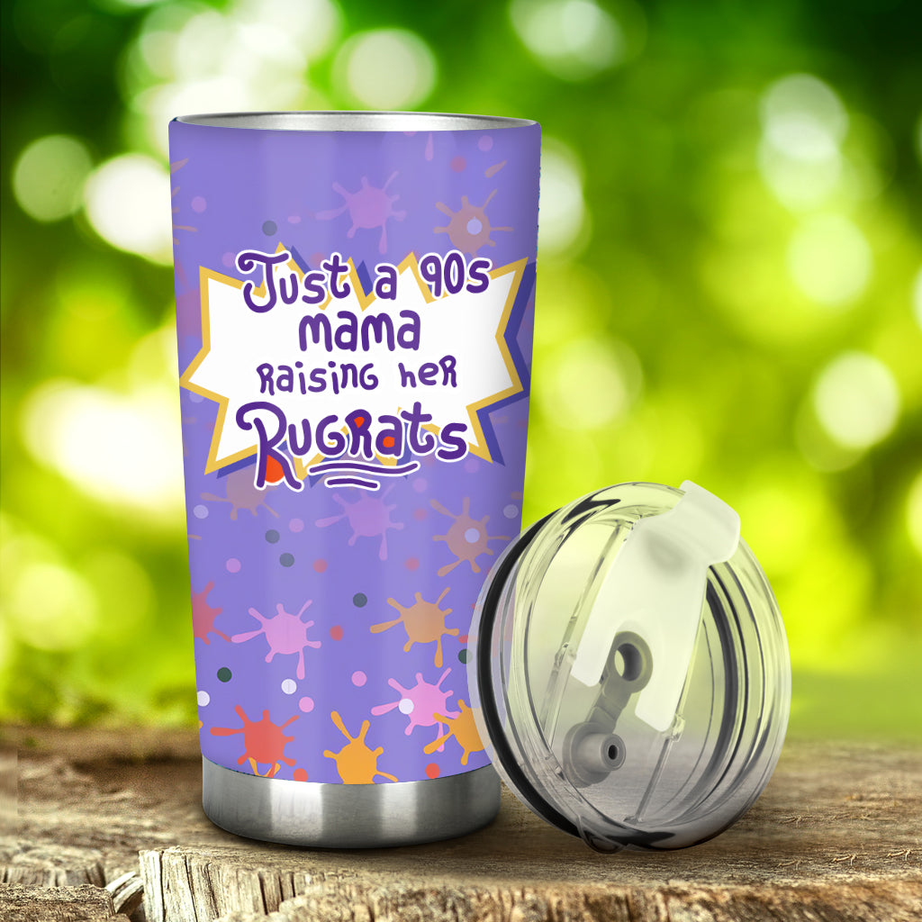 Just A Mama Raising Her Kids - Personalized 90's Cartoon Tumbler