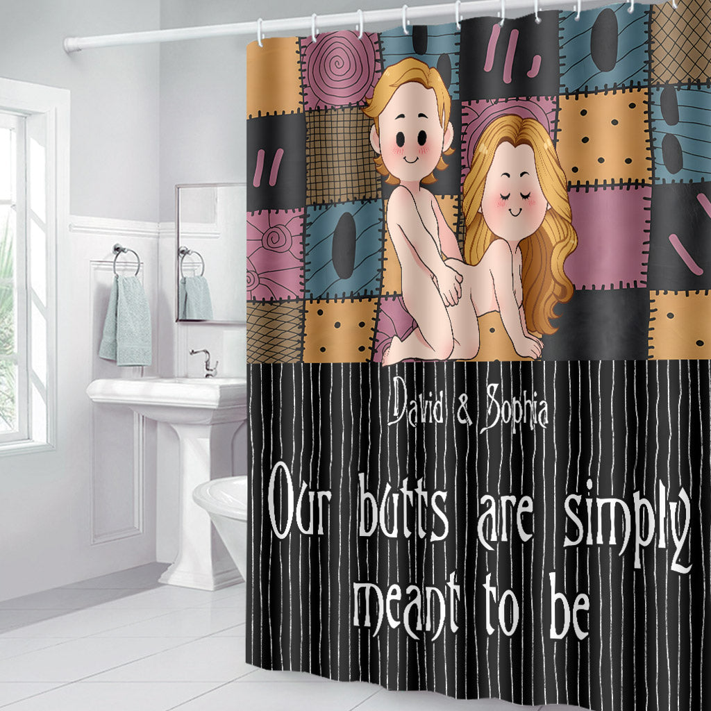 We're Simply Meant To Be Nightmare Naughty - Personalized Nightmare Bathroom Curtain & Mats Set