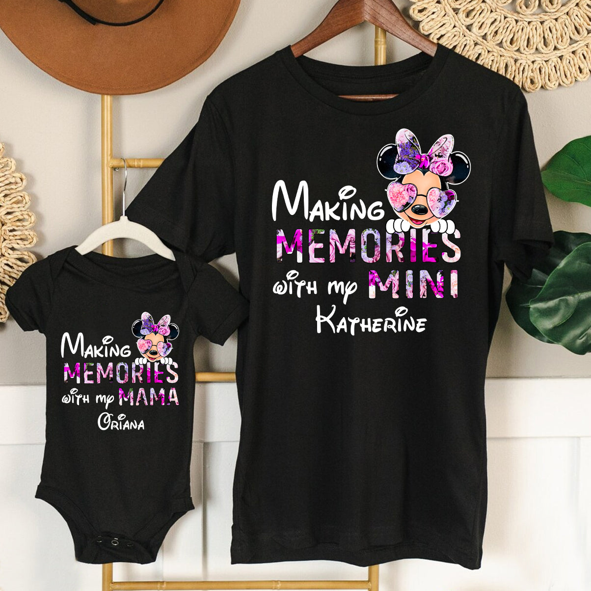 Making Memories With Mama - Personalized Mother T-shirt And Baby Onesie
