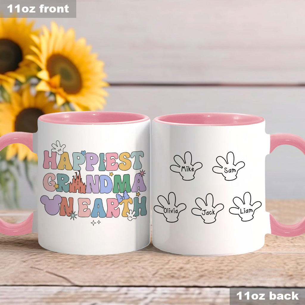 Happiest Grandma Mama On Earth Mouse Ears - Personalized Grandma Accent Mug