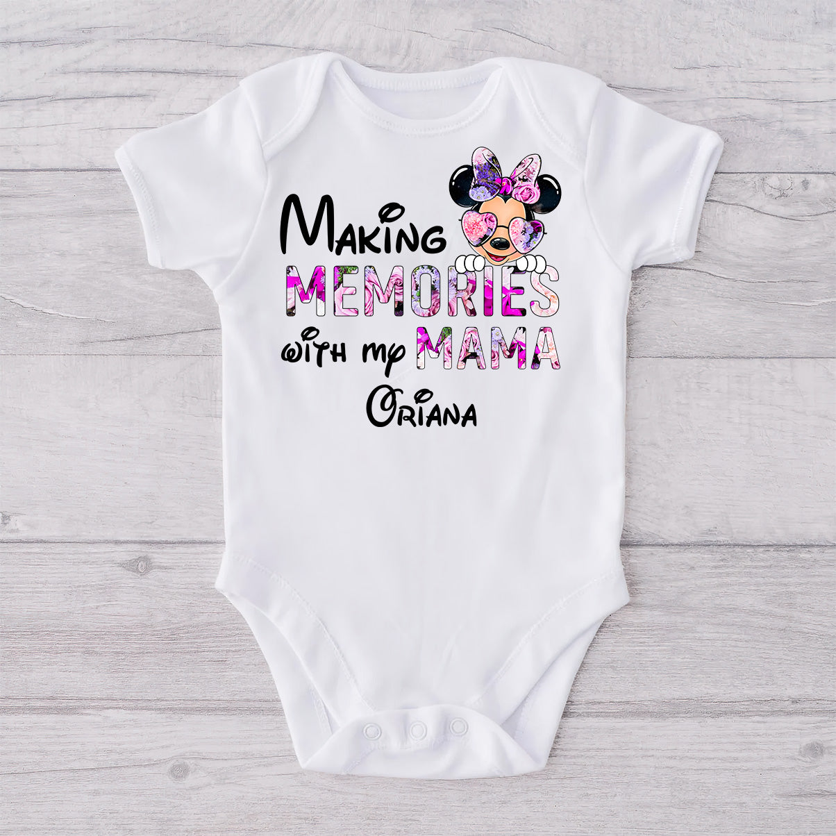 Making Memories With Mama - Personalized Mother T-shirt And Baby Onesie